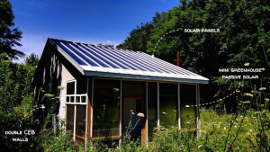 小CEB房子小温室和太阳能屋顶-因子e农场(密苏里州,美国),建于2014年