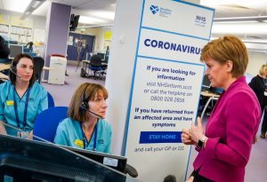 Scottish minister talks with health workers