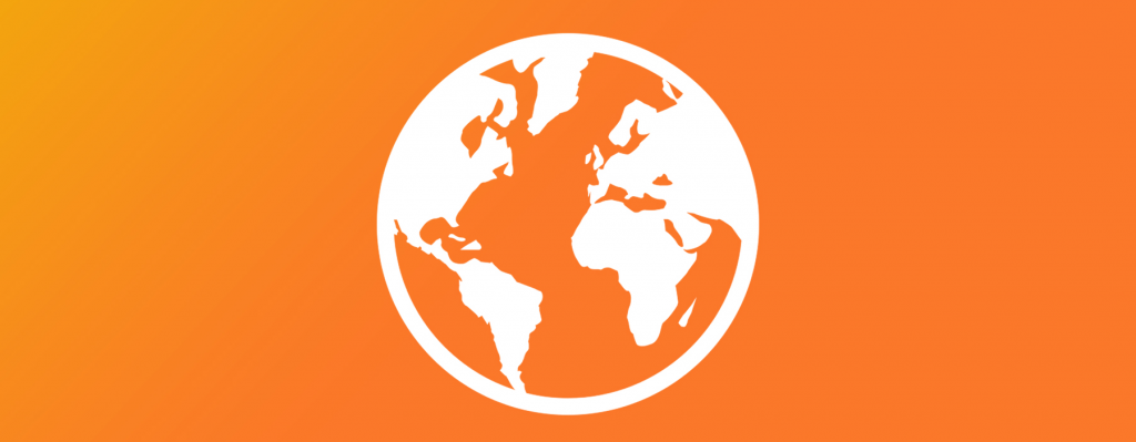 Icon of the world globe on an orange background