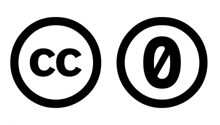 黑色的CC和并排CC0标志。