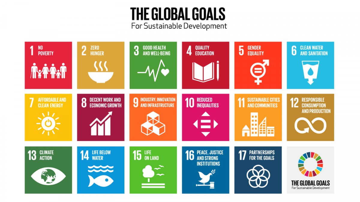 彩色网格联合国可持续发展目标的图标。