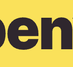 一个黑色的Openverse图标和文字标记在明亮的黄色背景上。