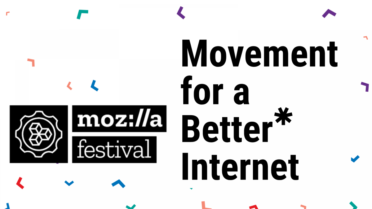 Mozilla节日图标和相对运动更好的互联网相对背景色彩斑斓的,大小不同的克拉指向不同的方向。